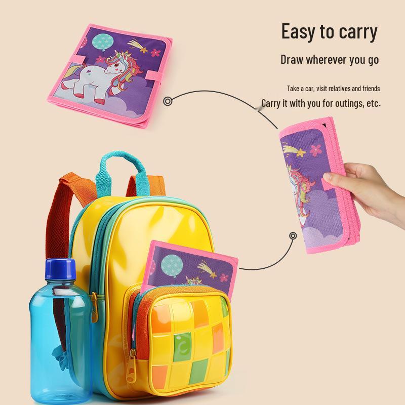 Portable Eco-friendly Children's Drawing & Doodle Board - Foldable, Waterproof & Wipeable 