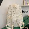 2025 New Japanese Floral White School Backpack – Cute Nylon Rucksack for Teenage Girls, Women's Book Bag, Student School Bags