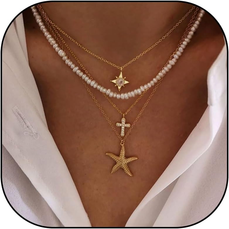 Choice of All Shell Necklace for Women Ocean Jewelry Seashell Starfish Beaded Choker Necklaces Beach Vacation Essentials Holiday Jewelry Fashion