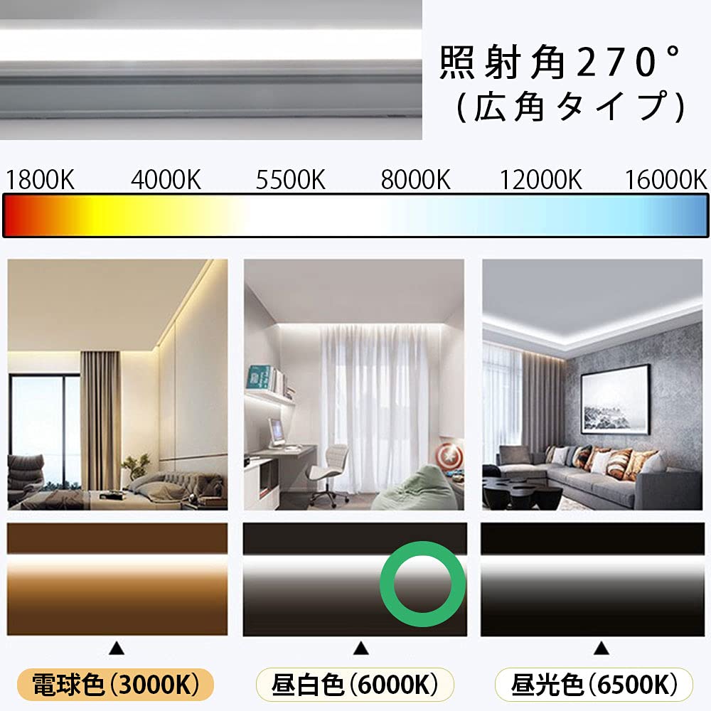 LED Fluorescent Tube, 10W Equivalent, 33cm Straight Tube, Daylight White, Glow-Type, Direct Connection Compatible (Both Ends), Power Consumption 5W,