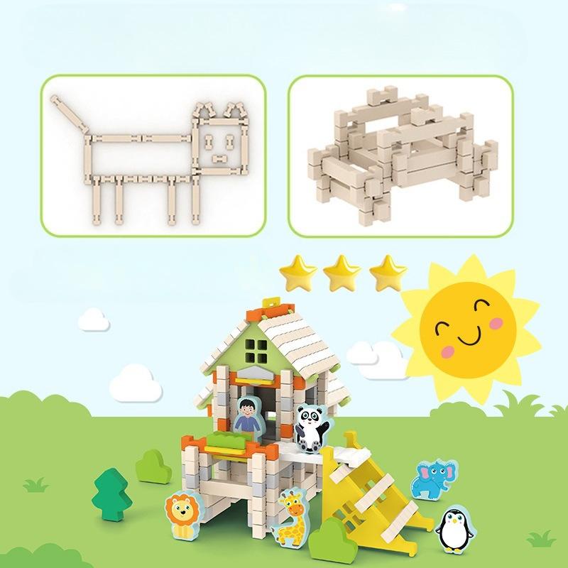 Children'S Early Education Tenon And Mortise Structure Building Block Creative Space Construction Assembly Construction Wooden Educational Toys 3-6