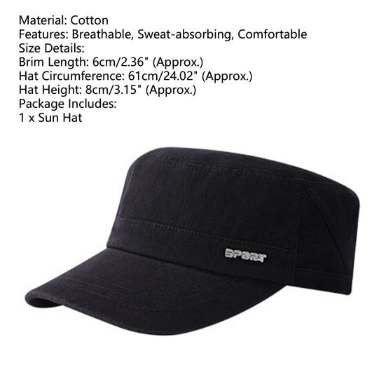 Sun Hat Sweat-absorbing Fine Stitching Soft Solid Color Army Military Cap for Outdoor