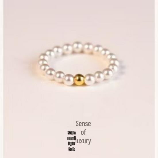 Small Light Bulb Shi Jia Pearl Women s Vintage Simple Ring 2mm Plain Band Pearl Ring