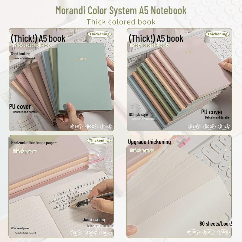 A5 Morandi Colors Leather Business & Student Notebook
