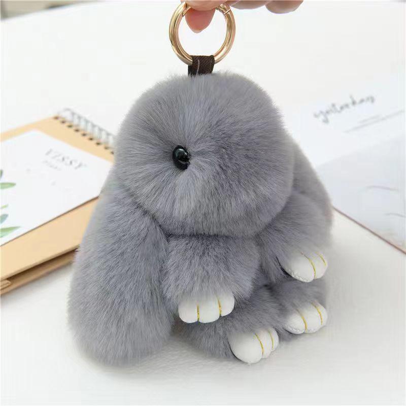 Mengmengtu Plush Rabbit Charm - Cute Faux Fur Keychain Pendant