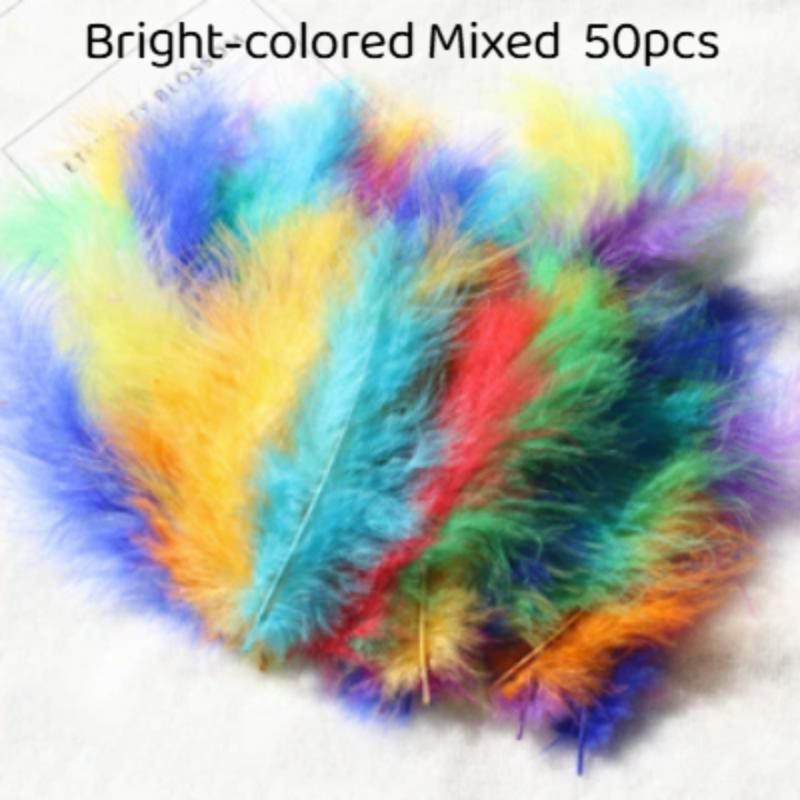 50Pcs Premium Soft Turkey Marabou Feathers Fluffy Craft Feathers for Kids Art Project Birthday Party Decor