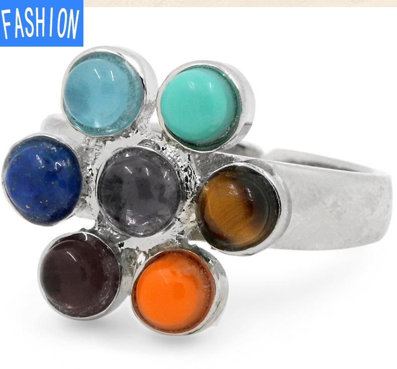 Natural Yoga Chakra Crystal Ring Simple Open Ring Jewelry