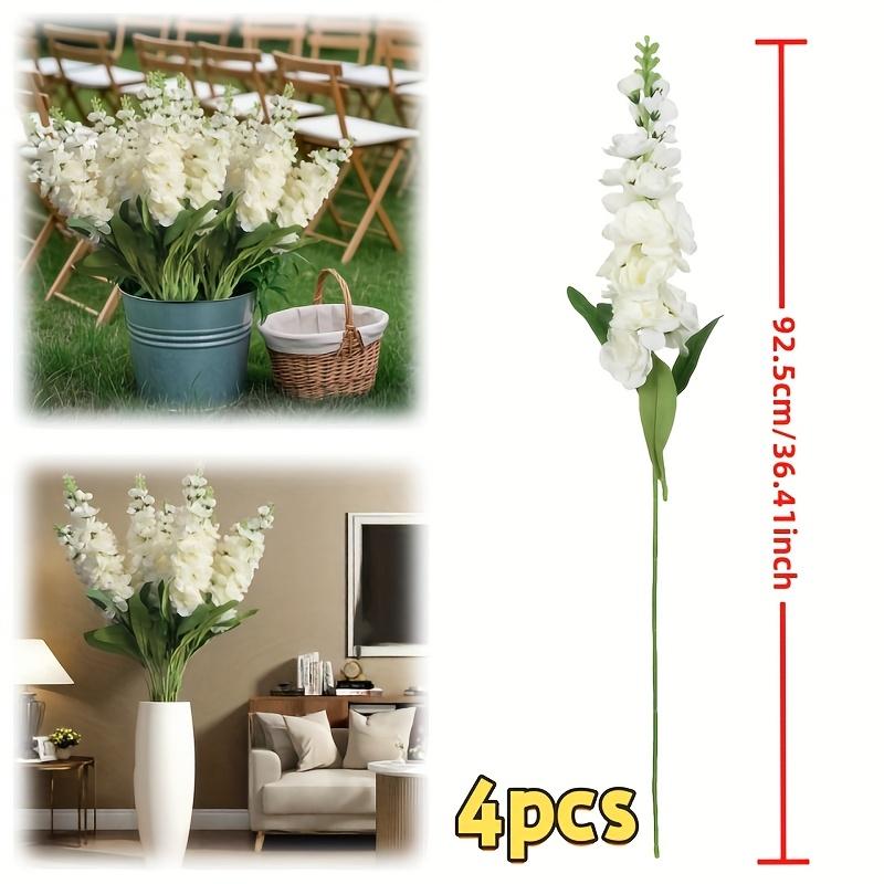 

4 шт. искусственных цветов дельфиниума для улицы | Высокие и реалистичные свадебные украшения | Подходит для различных обстановок 4pcs белый