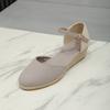Fashion Baotou Sandals for Women's 2025 Summer Grass Woven Hemp Rope Slope Heel Shoes Women Round Toe Thick Sole Buckle Womens Sandals