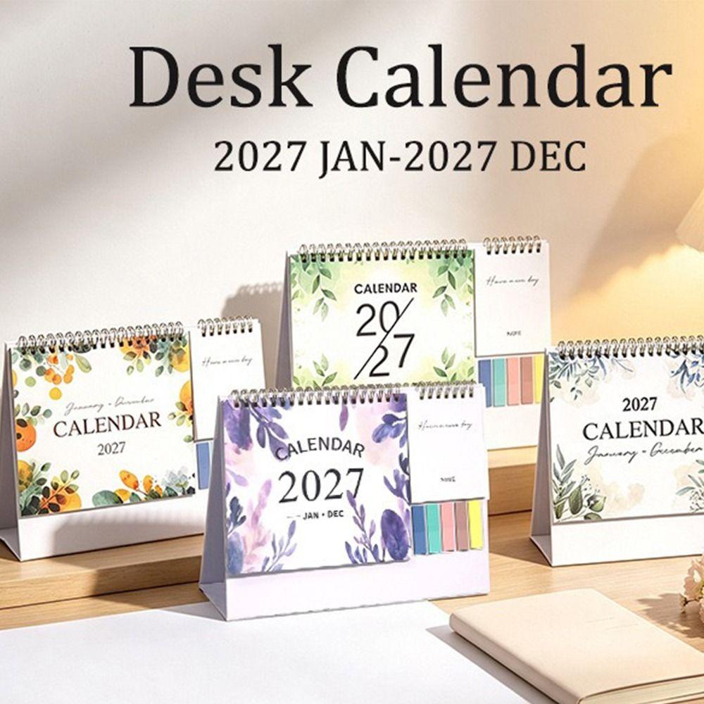 Portable Standing Flip Calendar Spiral Bound Desktop Calendar 2027 Desk Calendar School College