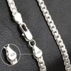 925 Silver 2 Piece Full Side Chain Necklace Bracelet Women Men Fashion Jewelry Set Wedding Gift