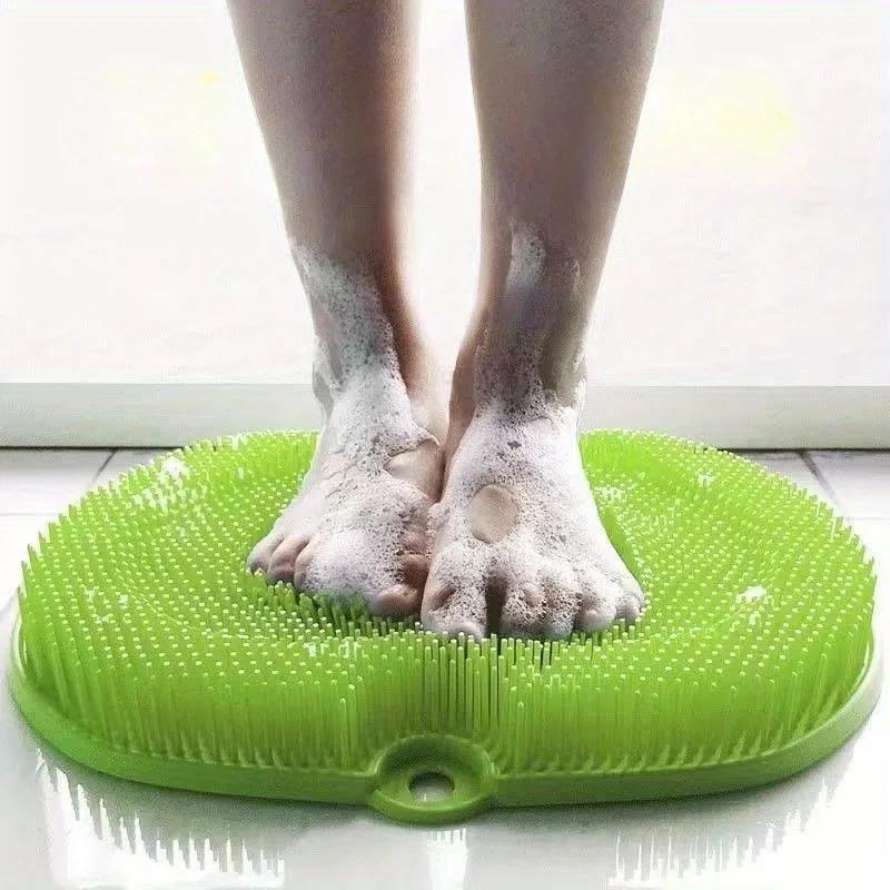 Silikon Badebürste Neue Silikon Badebürste Wandmontiert Rutschfest zum Rücken-Fuß-Schrubben für Faule Fußschrubb-Massagegerät