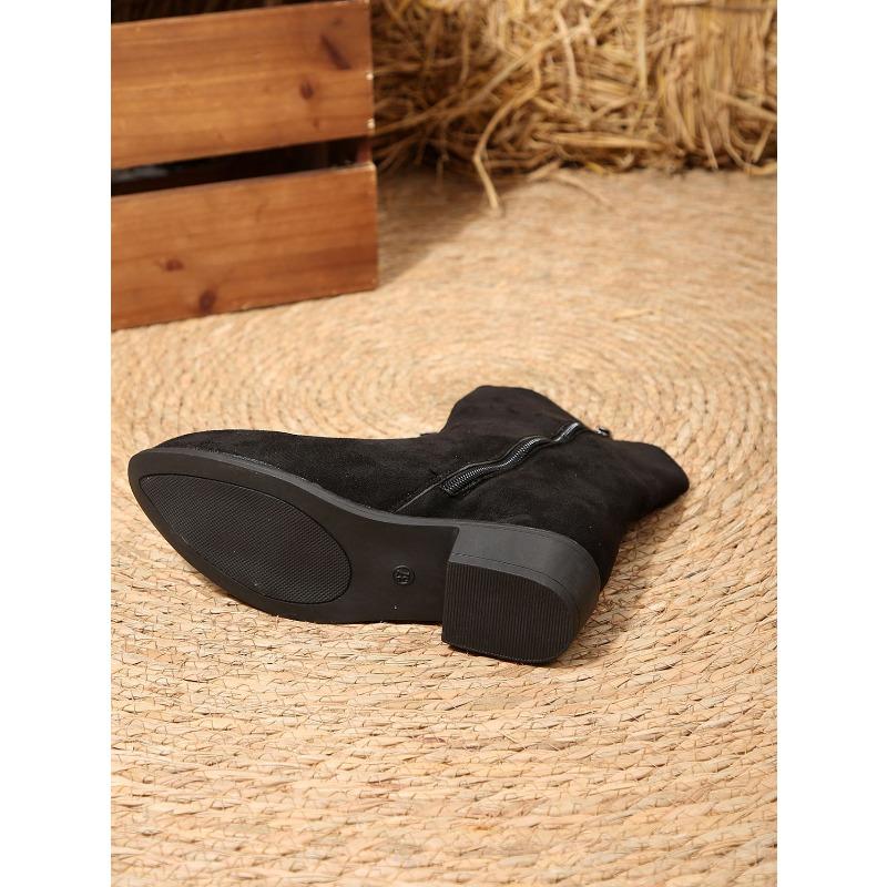 Fringe Boots Women's Winter 2025 New Plus-size British-style Thick-heeled V-mouth Booties