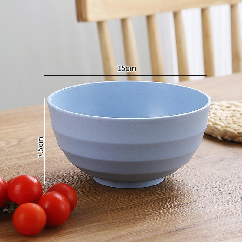 Eco-friendly Wheat Straw Rice & Salad Bowl Set - Reusable, Versatile & Durable Plastic Bowls for Instant Noodles, Rice, or Salad.