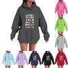 Dames Casual Comfortabele Hals Capuchon Lange Mouw Kerstprint Warm Sweatshirt