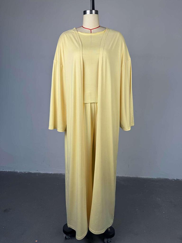 European & American Women's 2025 Summer Casual Long Cardigan & High-waisted Trousers Set.