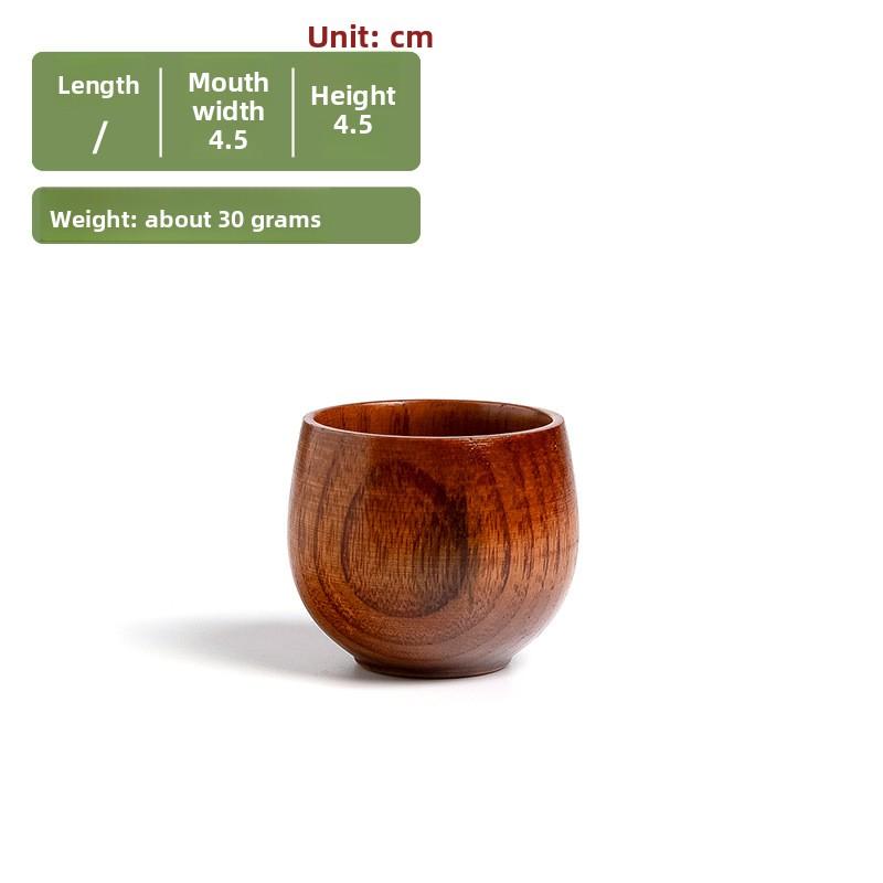Solid Wood Water Cup Household Mug Simple Milk Cup Handle Retro Coffee Cup Breakfast Tea Cup
