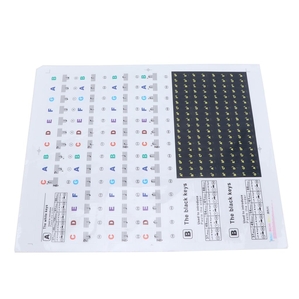 Piano Keyboard Stickers Colourful Scale Staff Decals Transparent Removeble for Synthesizer