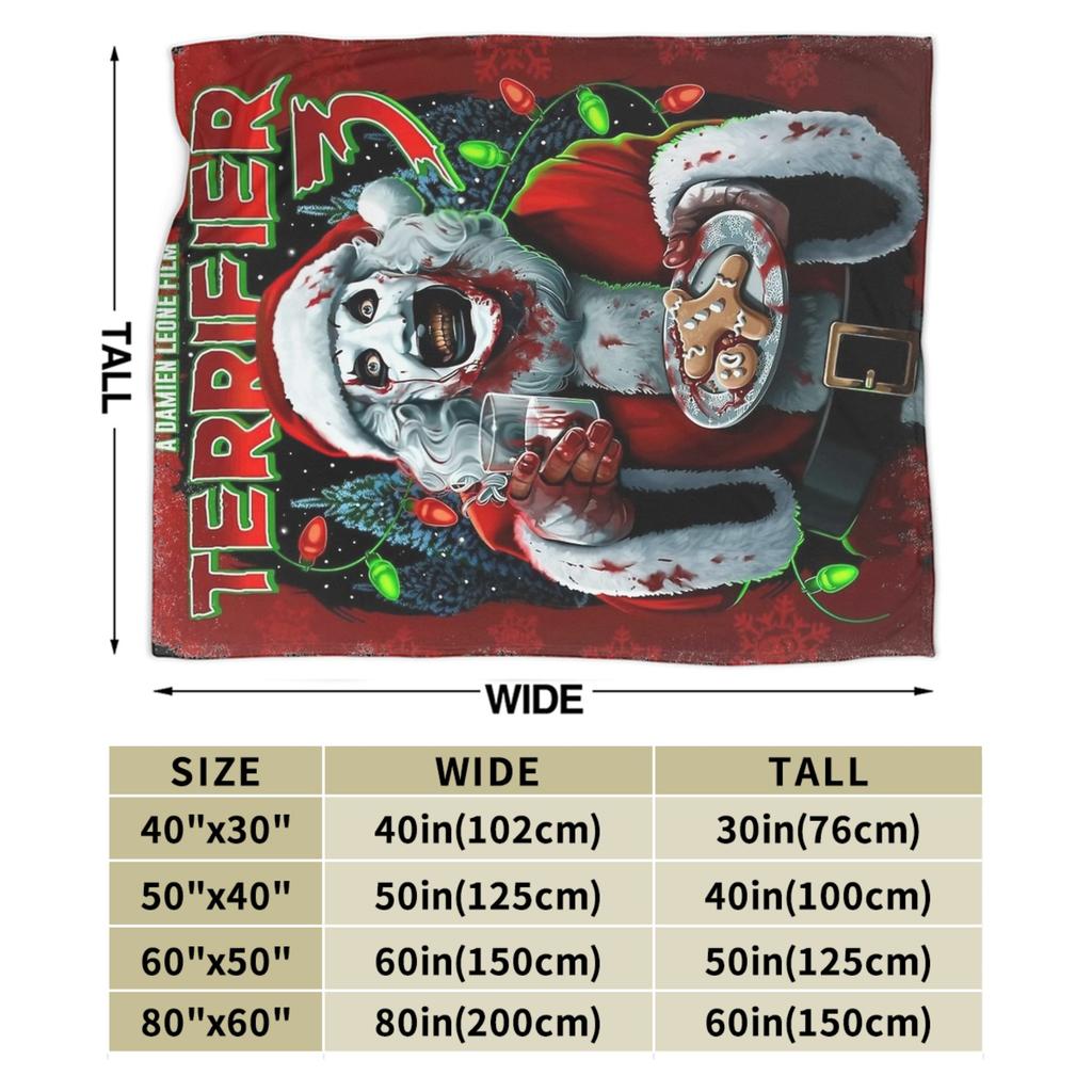Poster von Terrifier 3 Weihnachtsdecke Fleece Weihnachten Halloween Kunst Der Clown Dünne Überwurfdecken für Sofa Outdoor Steppdecke