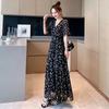 Chiffon Floral Dress 2026 New Summer Mori French Platycodon Ankle Dress Slim Black Skirt Women