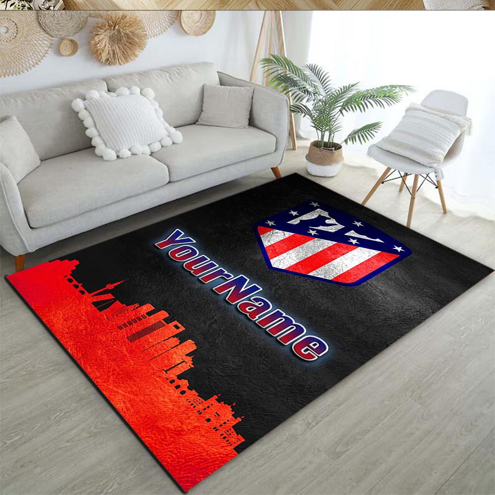 Atletico Madrid Customized Name Carpet Perfect for Foyer Game Room Balcony Dormitory Antislip Carpet Anime Office Decor Gift for Festivals