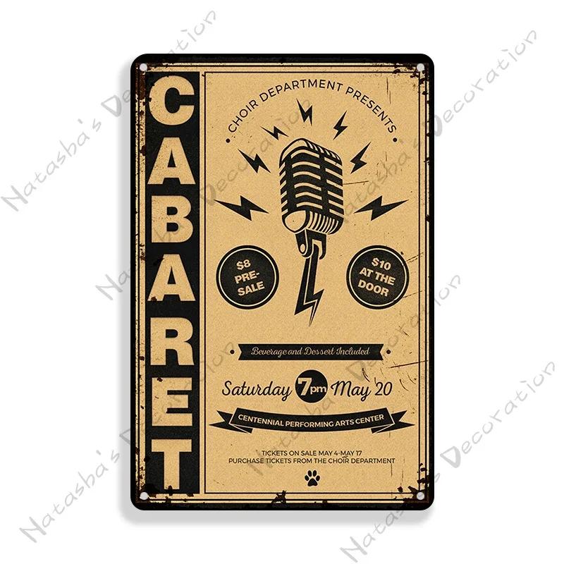Cabaret Poster Music Movie Metal Sign Decorative Plate Home Restaurant Bar Club Wall Decor Vintage Metal Poster Industrial Decor