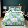Cartoon Frog Duvet Cover Set Light Green Cartoon Frogs Cute Dragonfly Animal Bedding Set for Boy Twin Size Polyester Quilt Cover