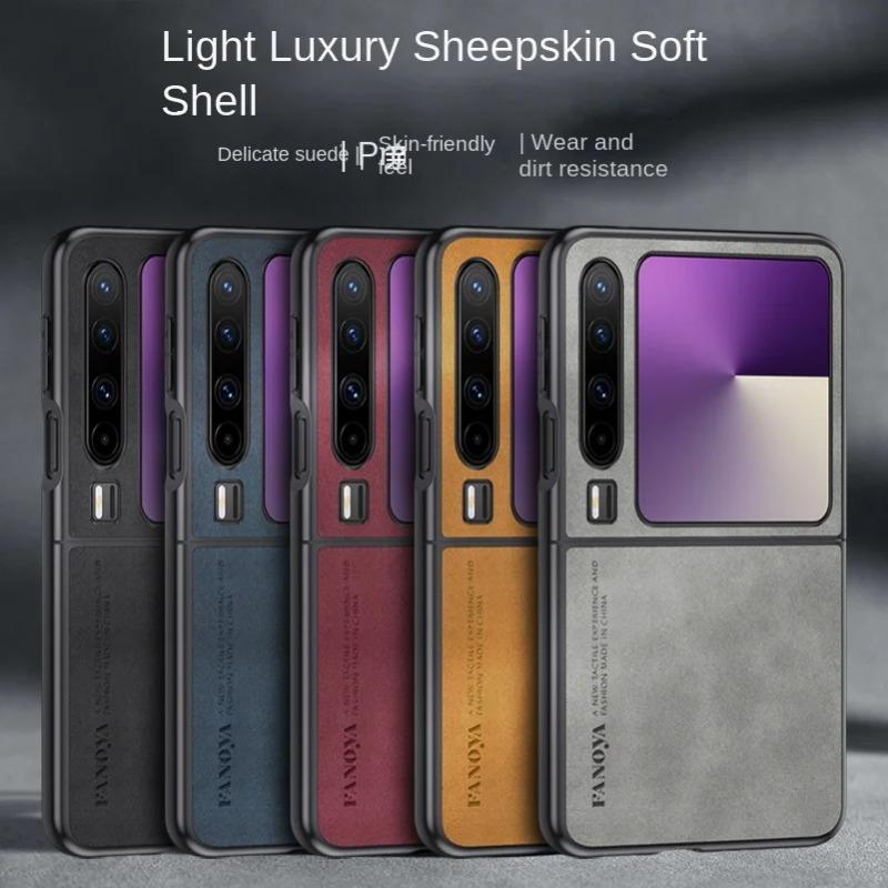 Pro Huawei Pura X Luxusní pouzdro z ovčí kůže na skládací telefon pro Huawei Pura X VDE-AL00 Ochranný nárazuvzdorný silikonový okrajový nárazník