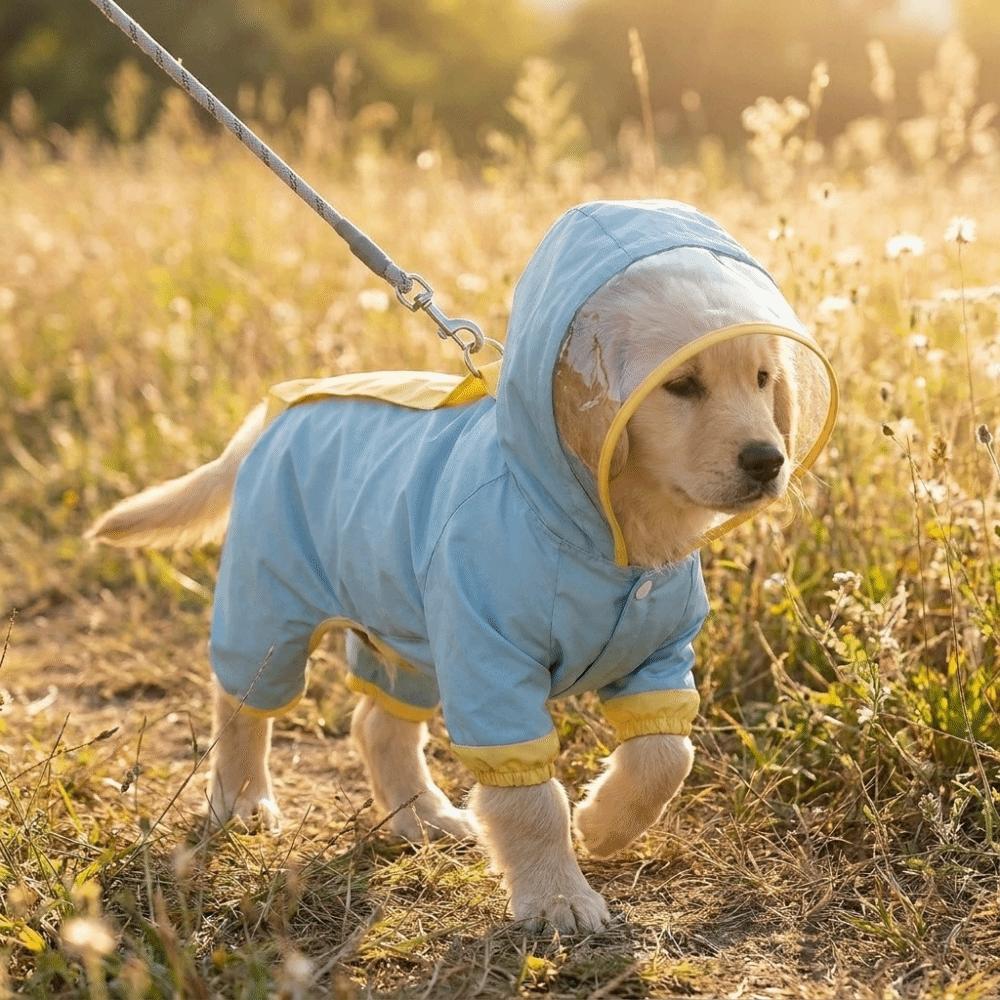 Waterproof Dog Hooded Raincoat Windproof Four-legged Raincoat Dog Rain Cloak Small Medium Dog