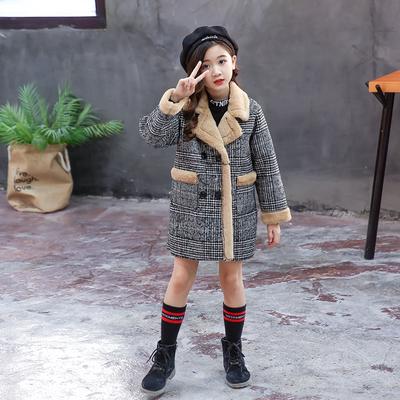 Winter Coat for Girls Thick Woolen Jacket for Girls Fashion Plaid Kids Outerwear