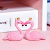 Pink Resin Flamingo Figure Wear King Queen Crown Home Ornament Wedding Gift
