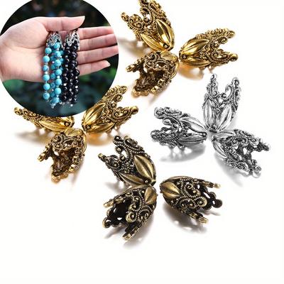 5 Pezzi/Confezione Tappi Fiore Vuoto in Lega Varie Forme Tappi Terminali Connettori per Orecchini Fai da Te Gioielli Accessori Materiali di Fornitura.