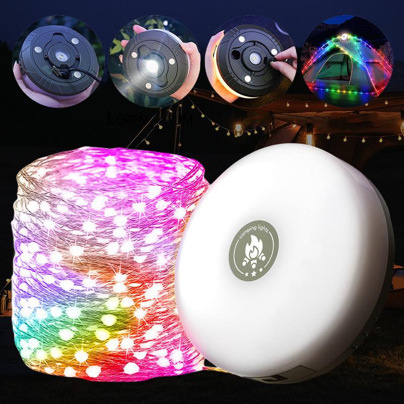 

Кемпинговые гирлянды - уличные водонепроницаемые портативные складные гирлянды, USB-зарядка, перезаряжаемые гирлянды для кемпинга Warm white & color