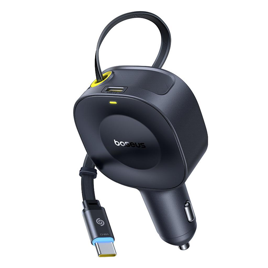 Ładowarka samochodowa USB-C ze zwijanym kablem USB-C 30W - czarna