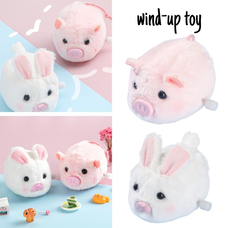 Cute Plush Wind-up Animal Toy Running Piggy Bunny Doll For Kids Plastic Material Visual And Hand-eye Coordination Development Interactive Play