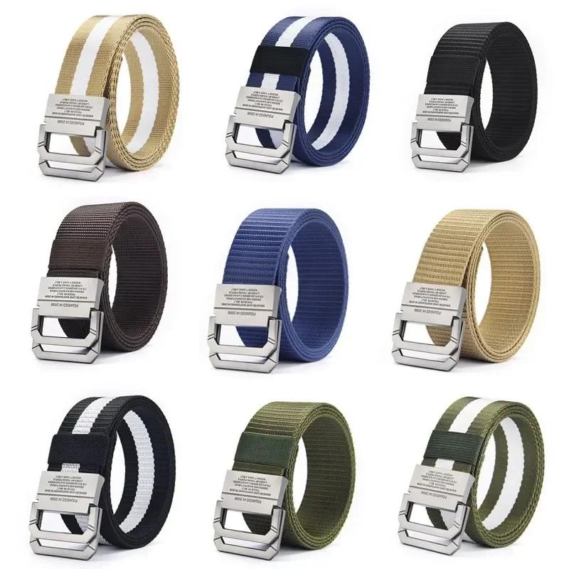 Doppelschleife Schnalle Marke Canvas Gürtel Outdoor - Unisex Canvas Gürtel Jeans Männlich Luxus Lässig Riemen Gürtel für Männer und Frauen