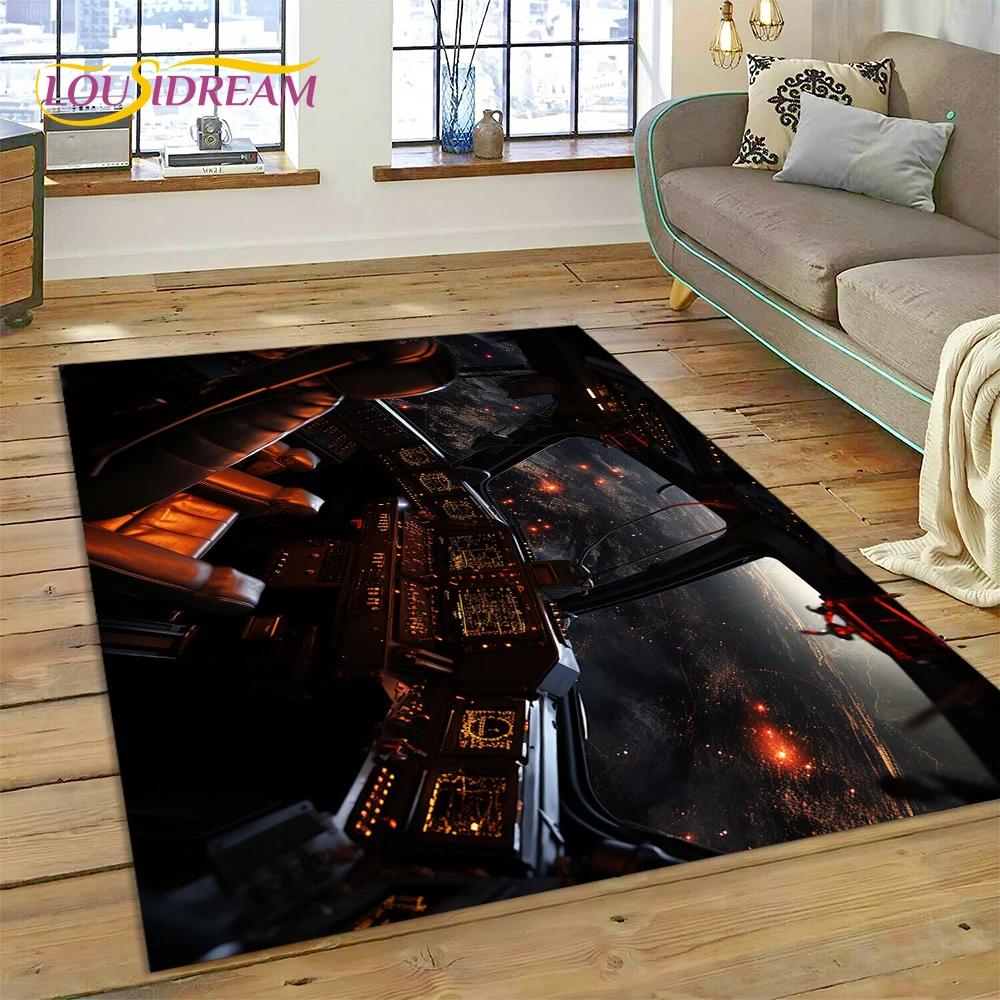 Řízení letadla Kokpit Kabina Kosmická loď Palubní deska Koberec Kobereček pro Obývací pokoj Ložnici, Protiskluzová Dekorace na Pohovku Rohožka Moto