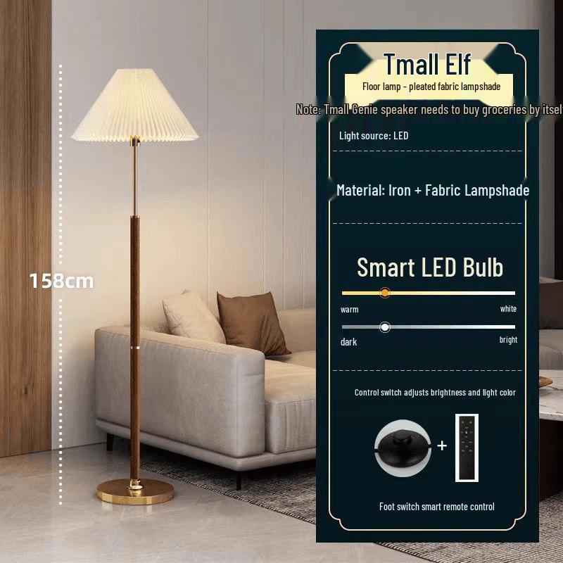 Nordic Retro Pleated Floor Lamp – Minimalist Living Room & Bedroom Decor, Warm Atmosphere Standing Light