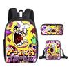 Mode Nouveauté Luxe tour à pizza Impression 3D 3 pièces/Ensemble élève Sacs d'école Sac à dos pour ordinateur portable Sac à dos Sac à bandoulière incliné Trousse à crayons