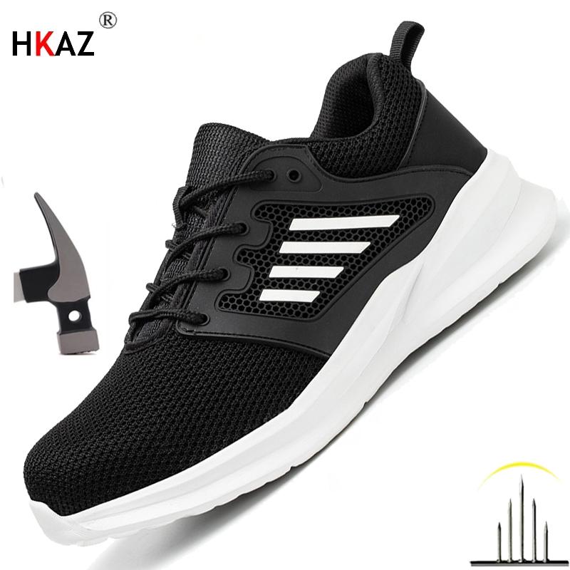 Fashion Safety Shoes Men Steel Toe Sneakers Puncture Proof Breathable Work Boots Man Comfy Work Shoes Slip And Oil Resistant