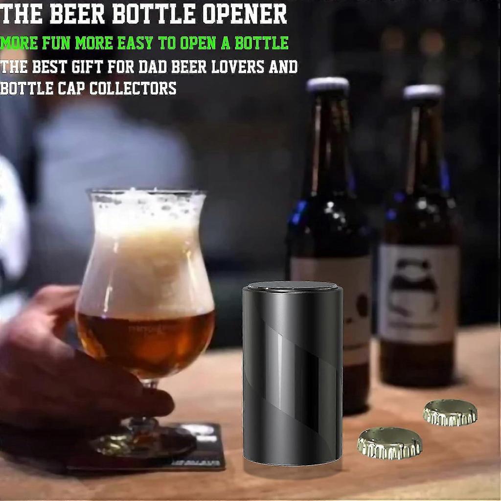 2 Pack Push Down-pop Off Beer Bottle Opener With Magnetic Cap Catcher No Damage To Caps,automatic Decapitator Beer/soda Magnet Bottle Top Openers,one-