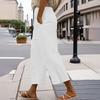 Women's Color Elastic Waist Casual Pants Loose Linen Cropped Pant With Pockets