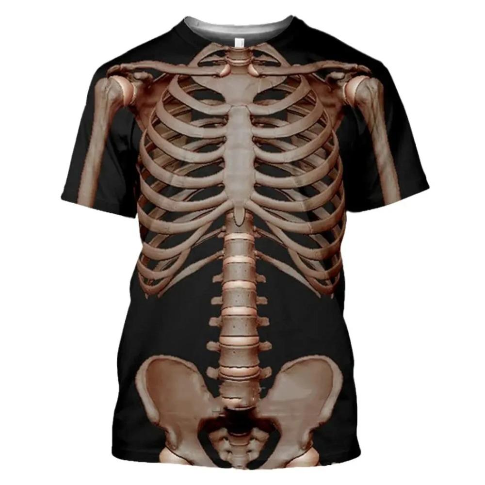 Male Skeleton Internal Organs 3D Printing T Shirt Men Human Structure Diagram Summer Short Sleeve T-shirt Funny Tops Tee Clothes
