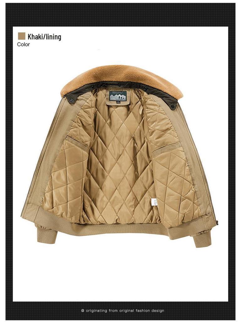 Herren Plus Size Baumwolljacke mit Fleecefutter und abnehmbarem Kragen - Herbst Winter 2022 Kollektion, Modell 7022A.