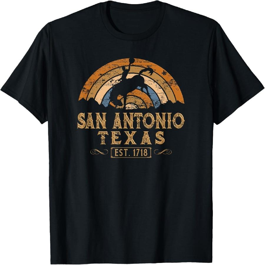 

San Antonio, Texas TX Retro Style Rodeo Cowboy T-Shirt XXXXXL чорний