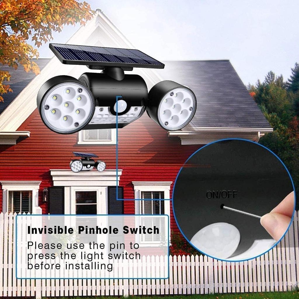 Solar Lights Outdoor with Motion Sensor,3 Head 270° Wide Angle Street Area Lights,IP65 Waterproof Security Lighting with 3 Modes