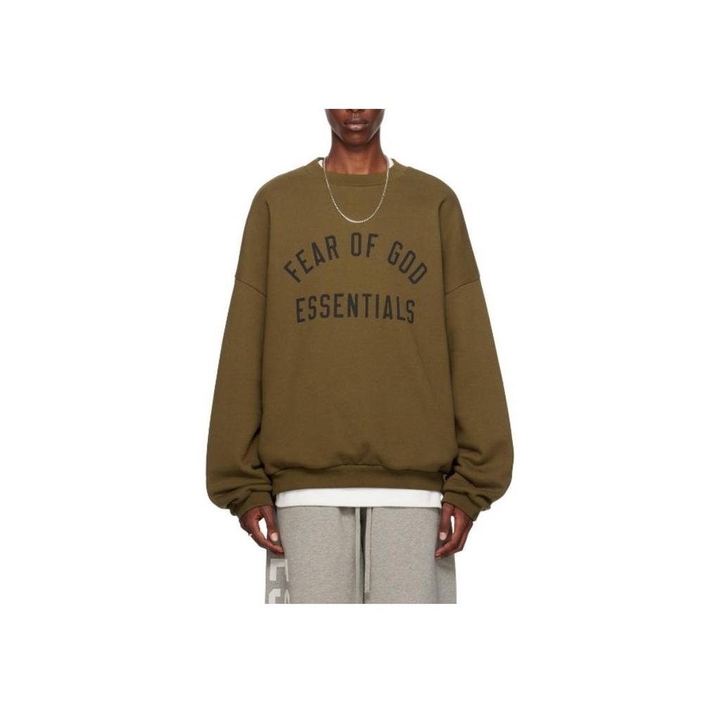 Fear of God Essentials Fleece Crewneck Olive Men Tops Green 192BT246264F
