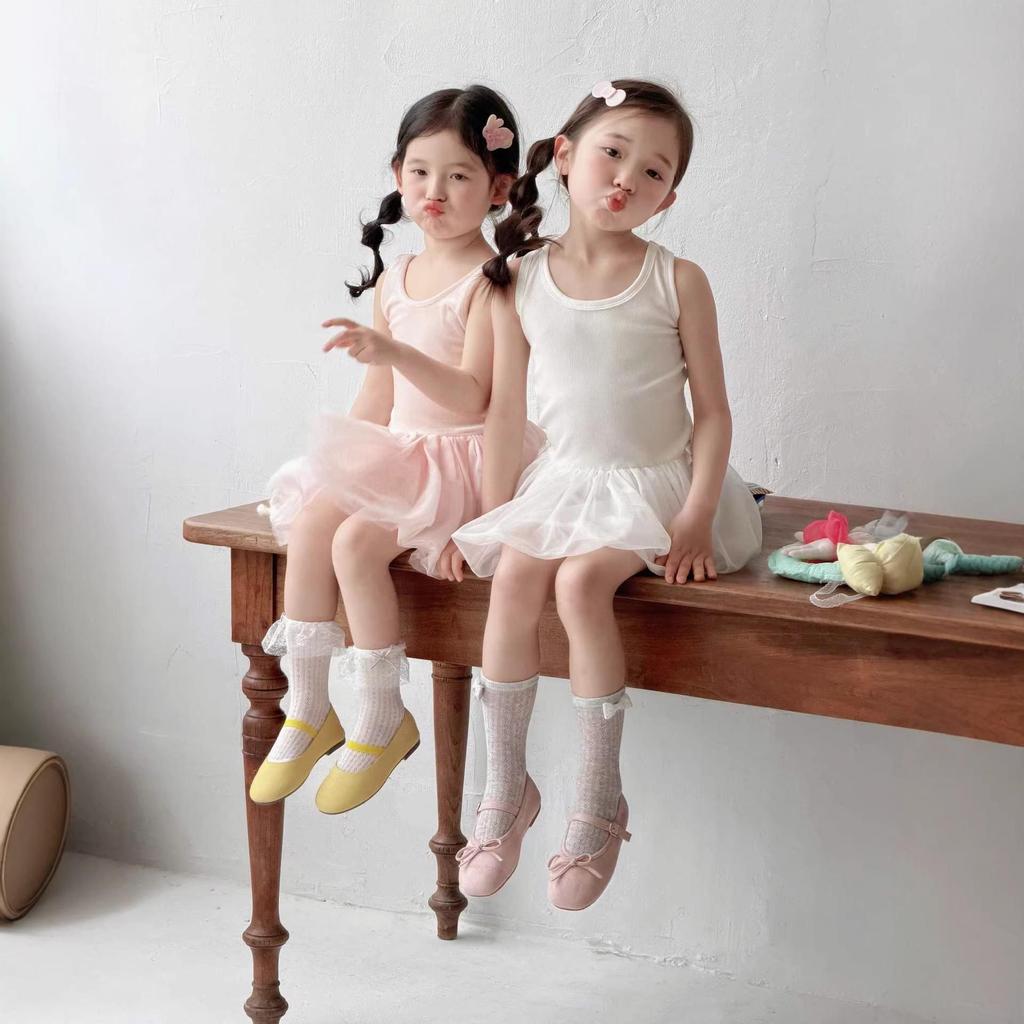 Mädchen Sommer Dünn Nahtlos Wadenmitte Atmungsaktiv Einfarbig Mückenschutz Baby Rüschensocken