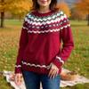 Ladies' Fashion Sweater, Round Neck,Loose Pullover Long-sleeved Knitted Sweater