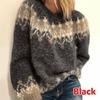 European American Style Autumn Winter Jacquard Fashion Loose Knitted Mohair Sweater for Women